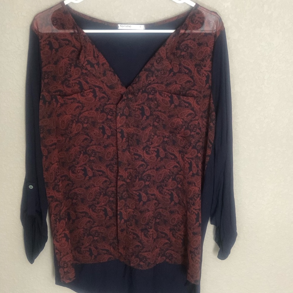 Blue and Red Blouse